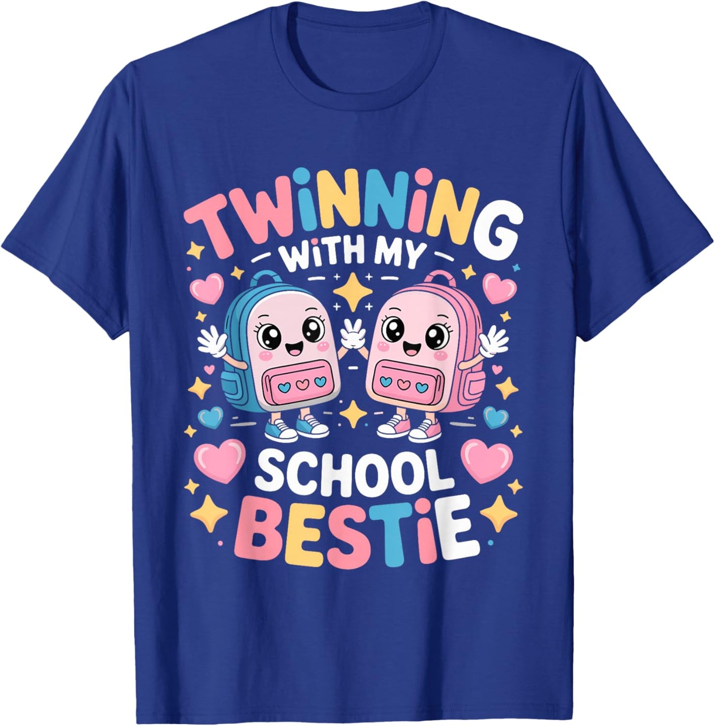 Twinning with My School Bestie Cute Matching Friend Twin Day T-Shirt - T-Shirt | Royal