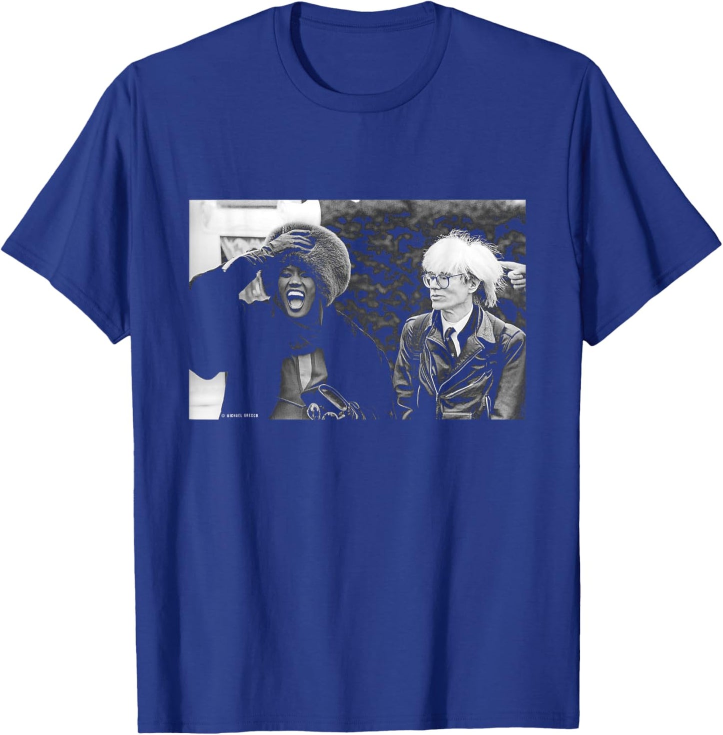 Singer Model Grace Jones with Andy Warhol by Michael Grecco T-Shirt - T-Shirt | Royal
