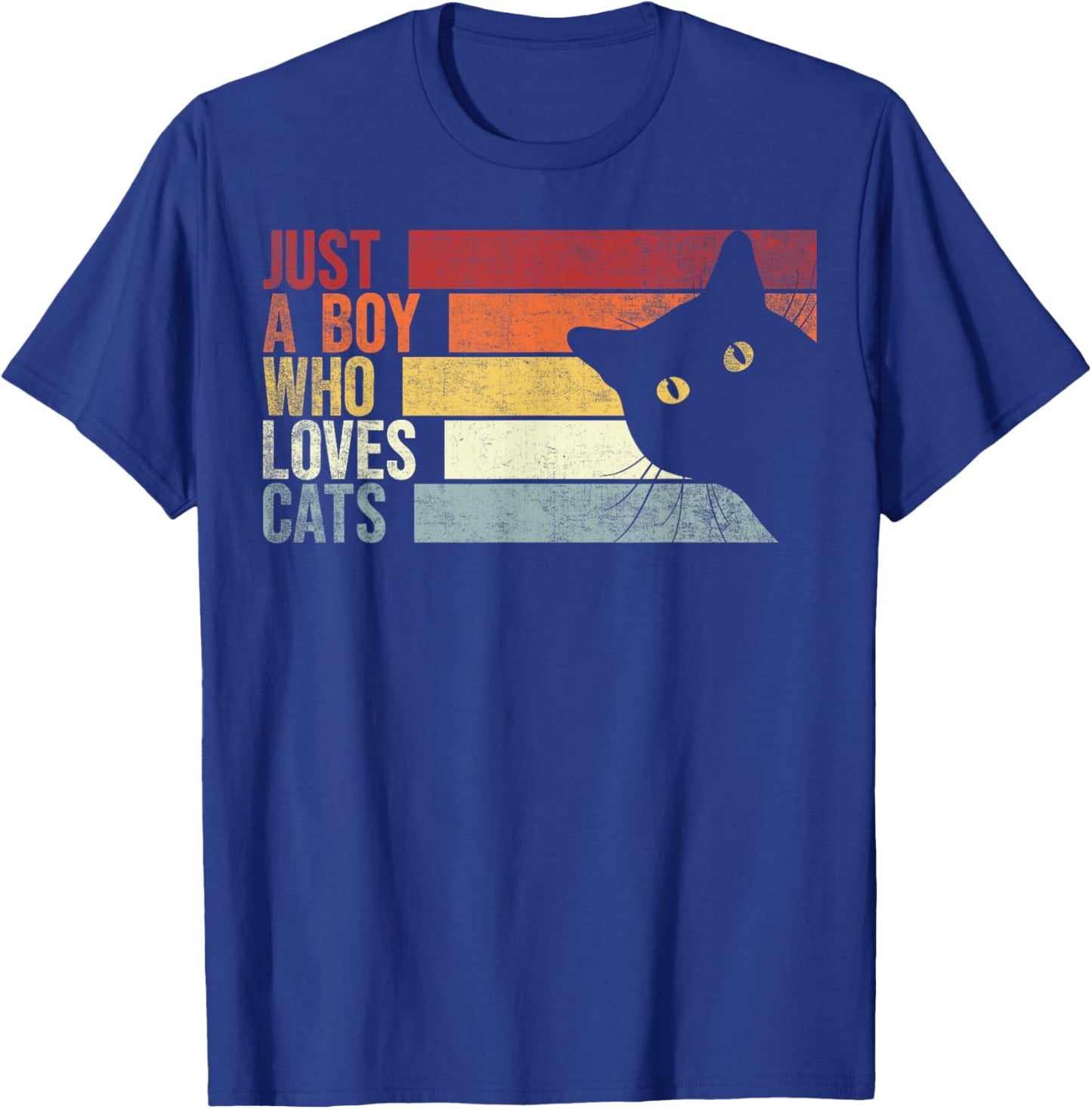 Just A Boy Who Loves Cats. Funny Cats Lover T-Shirt - T-Shirt | Royal