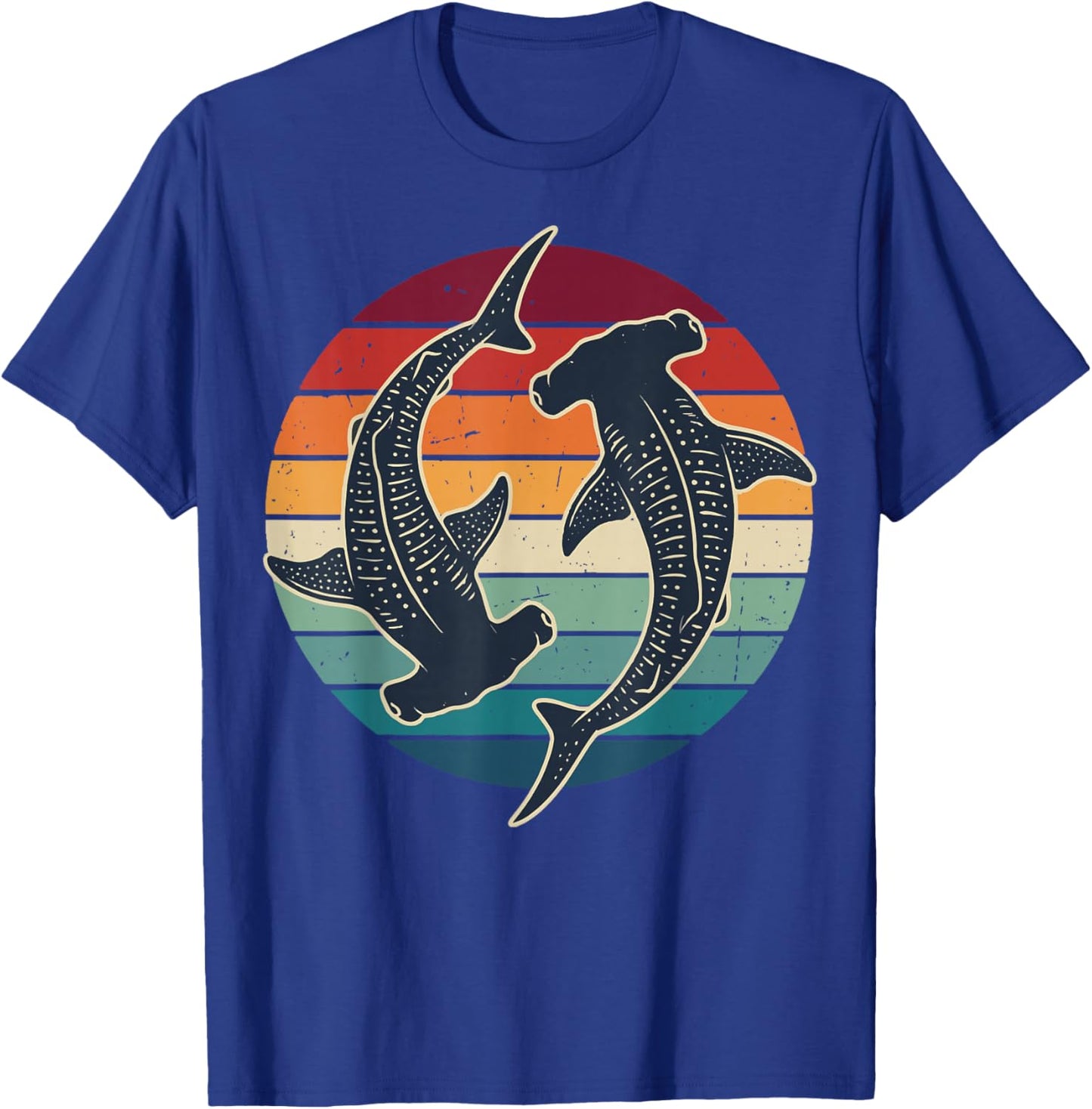 Hammerhead Shark Yin Yang Retro Snorkeler Vintage T-Shirt - T-Shirt | Royal