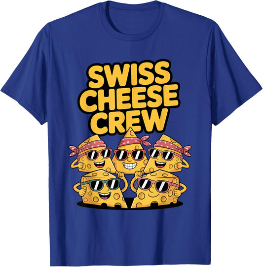 Swiss Cheese Crew Funny Cheese Lover Design T-Shirt - T-Shirt | Royal