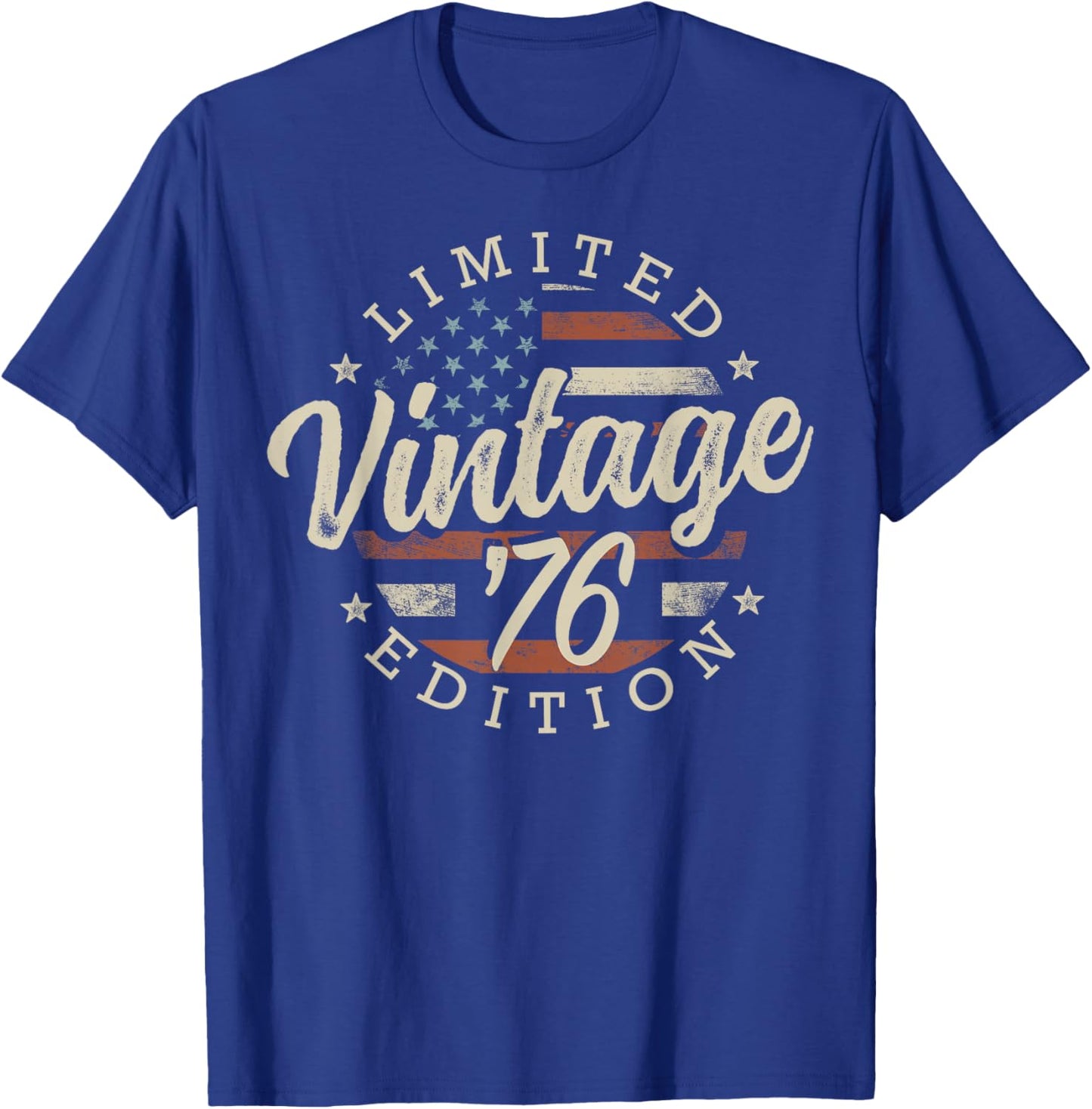 Vintage 1976 Limited Edition USA Flag 49th Birthday T-Shirt - T-Shirt | Royal