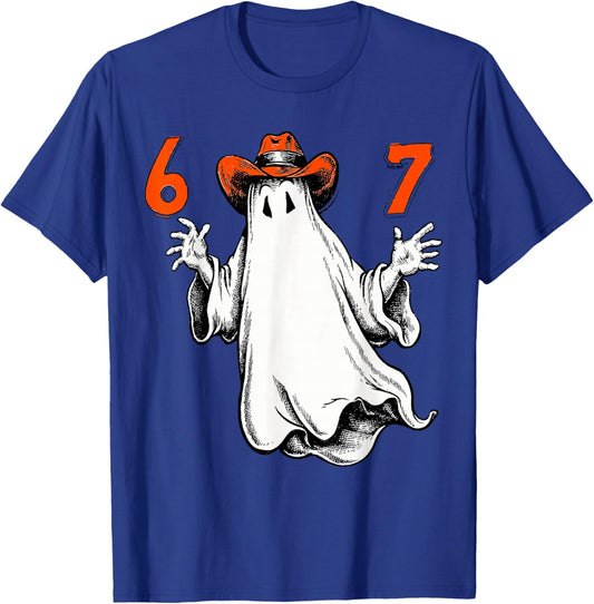 Spooky Ghost Number 67 Halloween Haunted Six Seven 6 7 Meme T-Shirt - T-Shirt | Royal