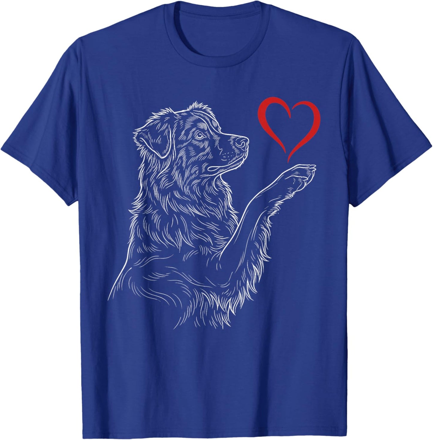 Australian Shepherd Lover Dog Holding Heart Valentines T-Shirt - T-Shirt | Royal
