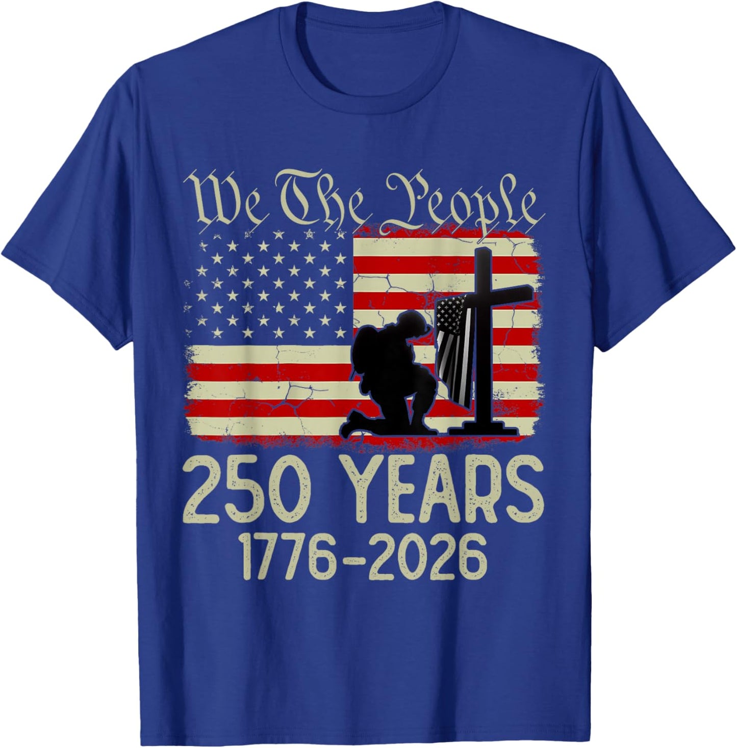 Flag Vintage 250 Years American 1776 2026 250th USA Birthday T-Shirt - T-Shirt | Royal