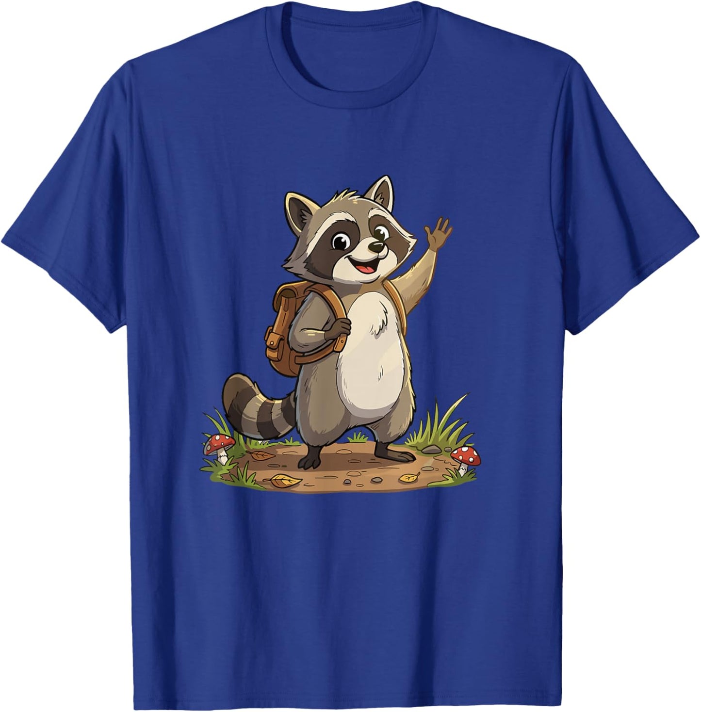 Adorable Backpack Raccoon Camping School Adventure T-Shirt - T-Shirt | Royal
