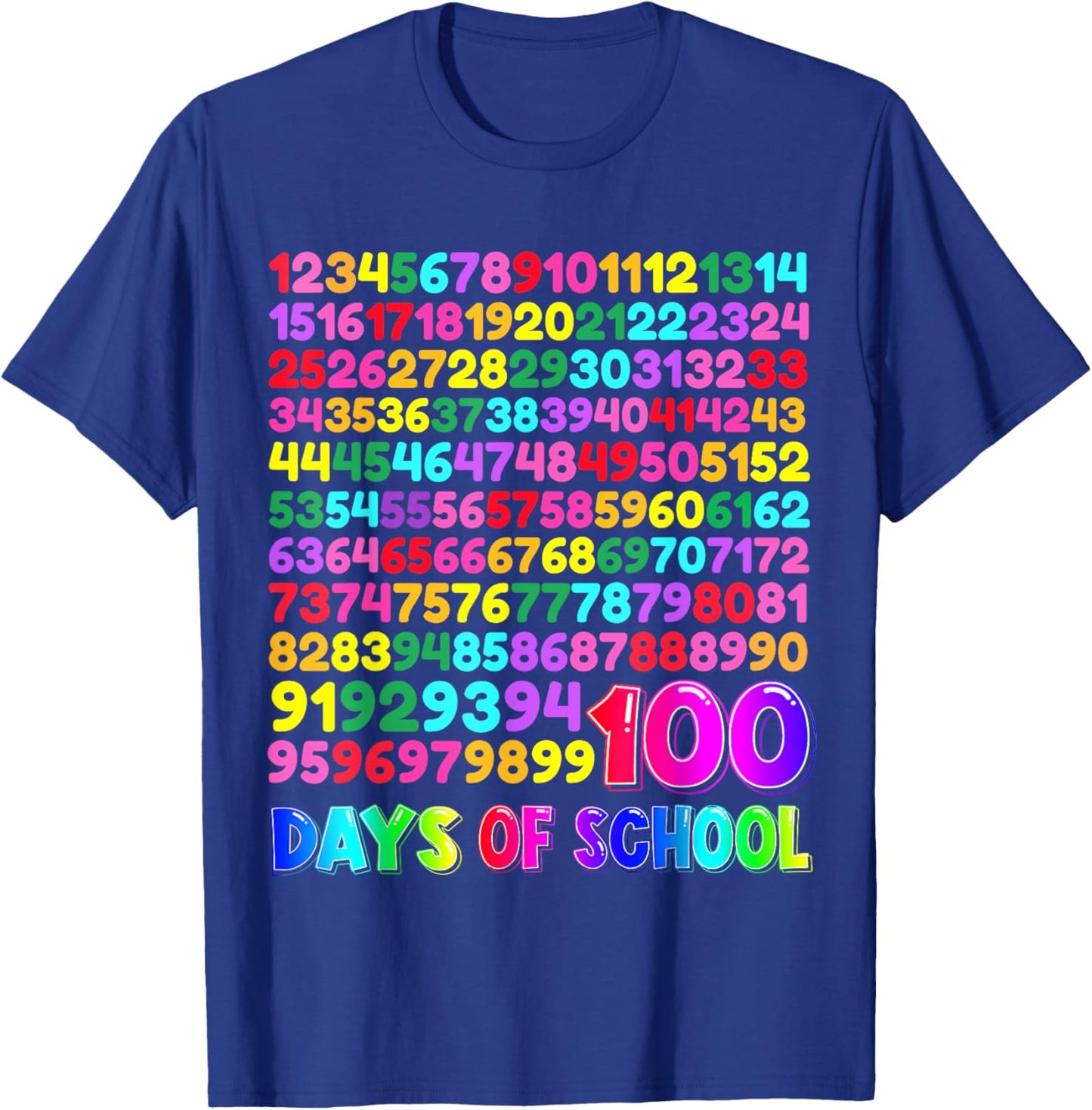 100th Day School Numbers Counting Celebration T-Shirt - T-Shirt | Royal