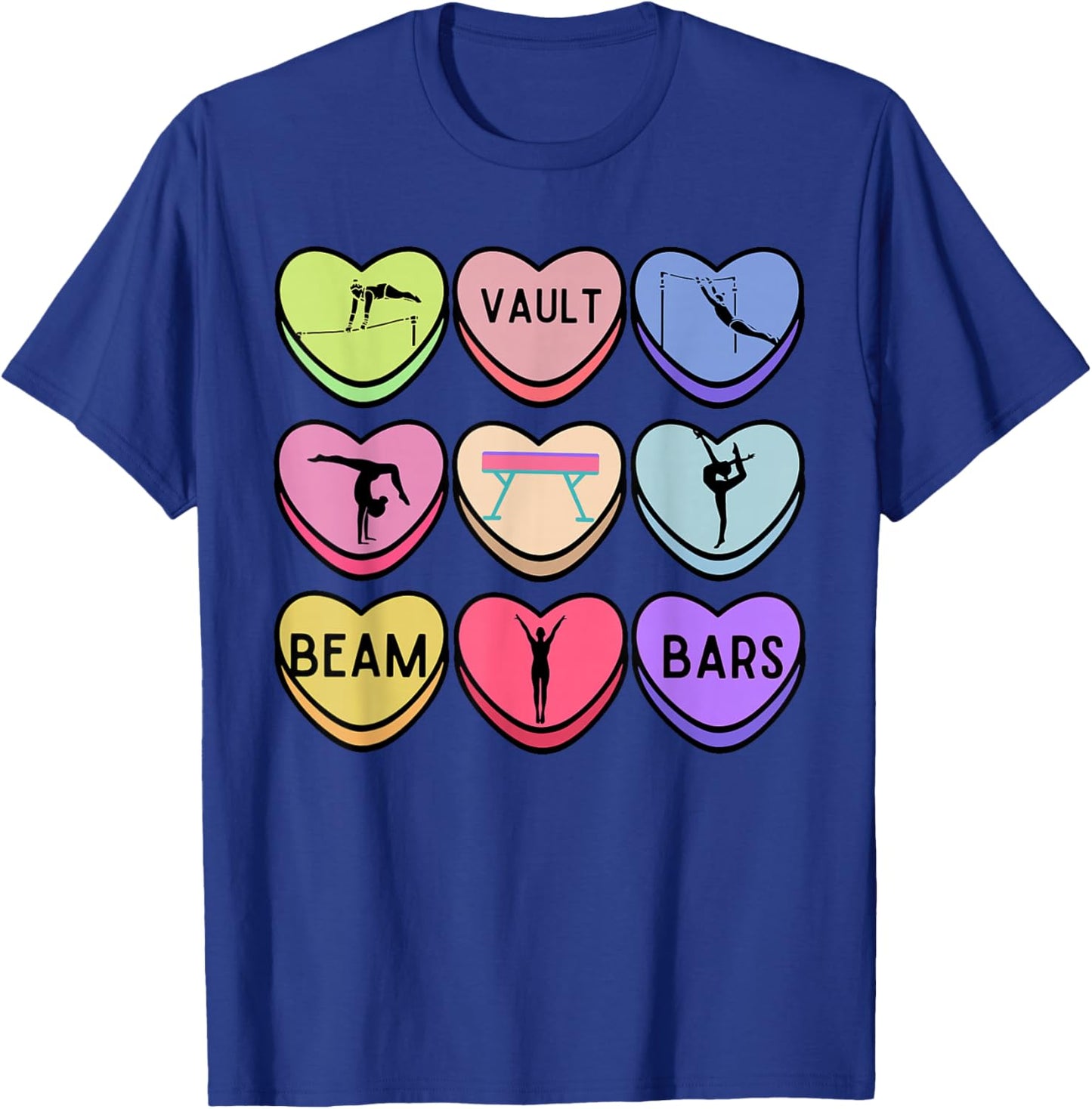 Heart Candy Gymnastics Valentine Gymnast Tumbling Acrobat T-Shirt - T-Shirt | Royal
