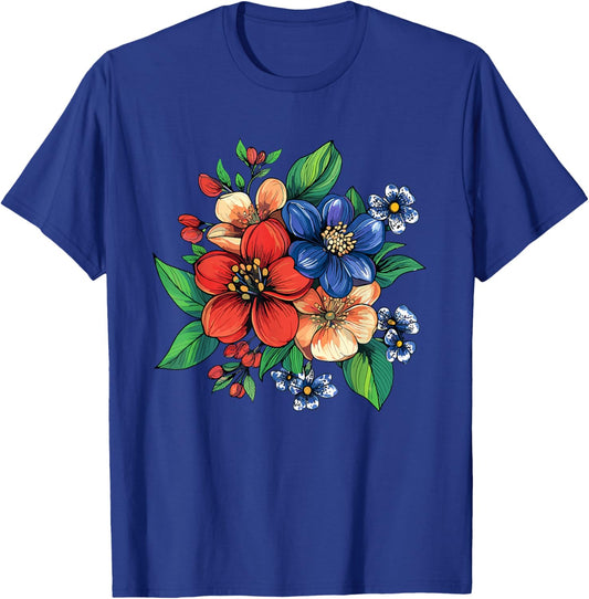 Vintage Wildflower Bloom Colorful Floral Bouquet T-Shirt - T-Shirt | Royal