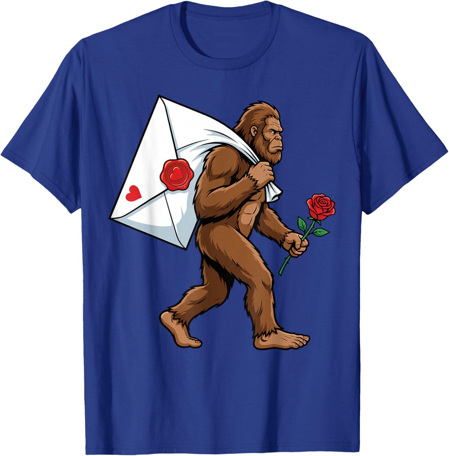 Funny Bigfoot Heart Love Valentines Day Boys Men T-Shirt - T-Shirt | Royal