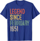 Legend February 1951 75th Birthday Men Women 75 Year Old T-Shirt - T-Shirt | Royal