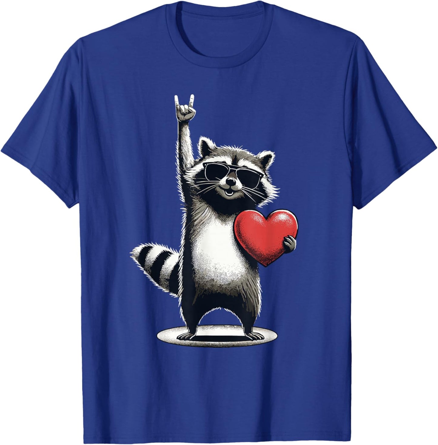 Funny Raccoon Rock On Men Women Kids St. Valentine's Day T-Shirt - T-Shirt | Royal