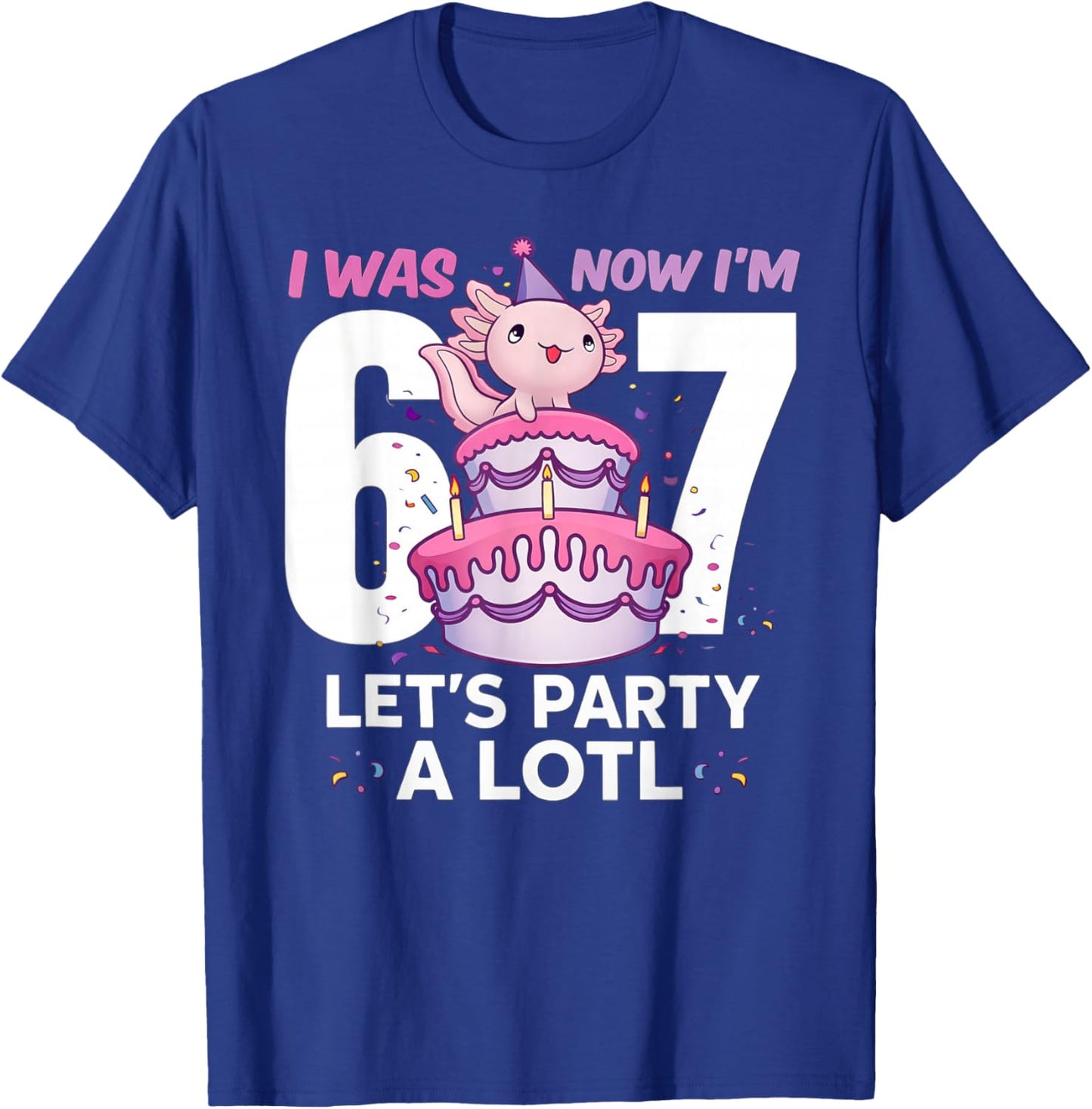 I was Six Now I'm Seven Cute Axolotl 7th Birthday 6 7 Kids T-Shirt - T-Shirt | Royal