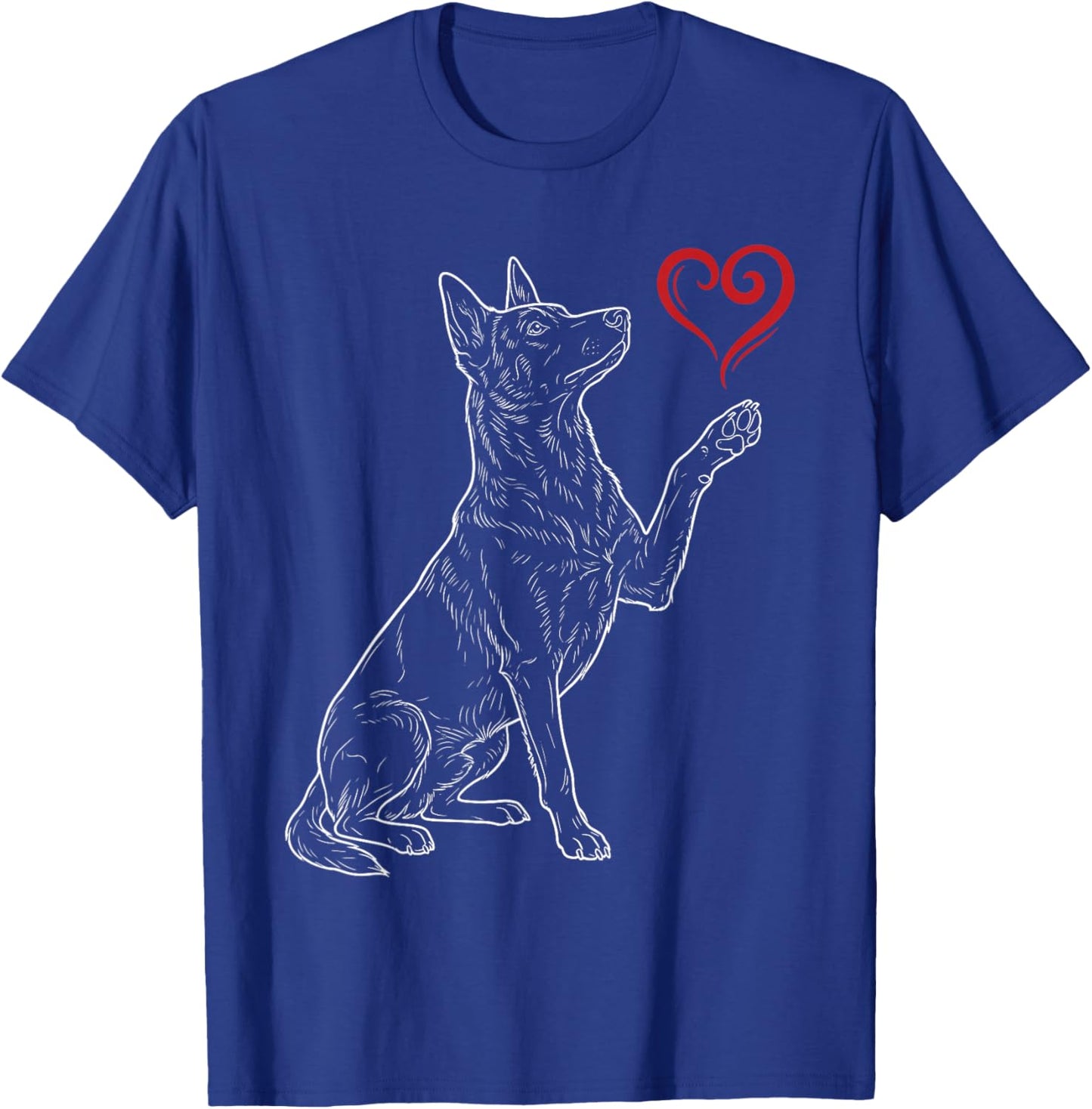 Belgian Malinois Lover Dog Art Holding Heart Valentines T-Shirt - T-Shirt | Royal