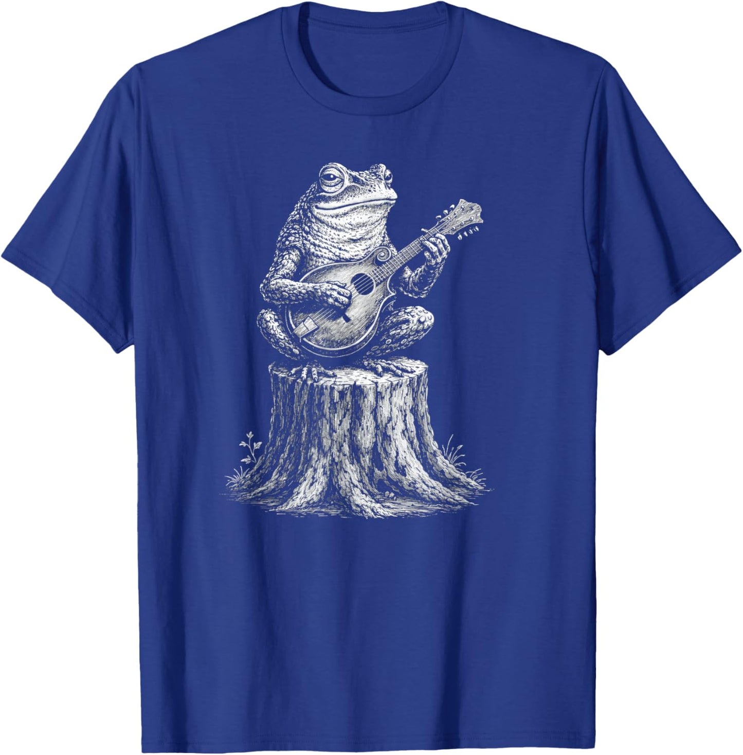 Frog Playing Mandolin Bluegrass Folk Art Americana Design T-Shirt - T-Shirt | Royal