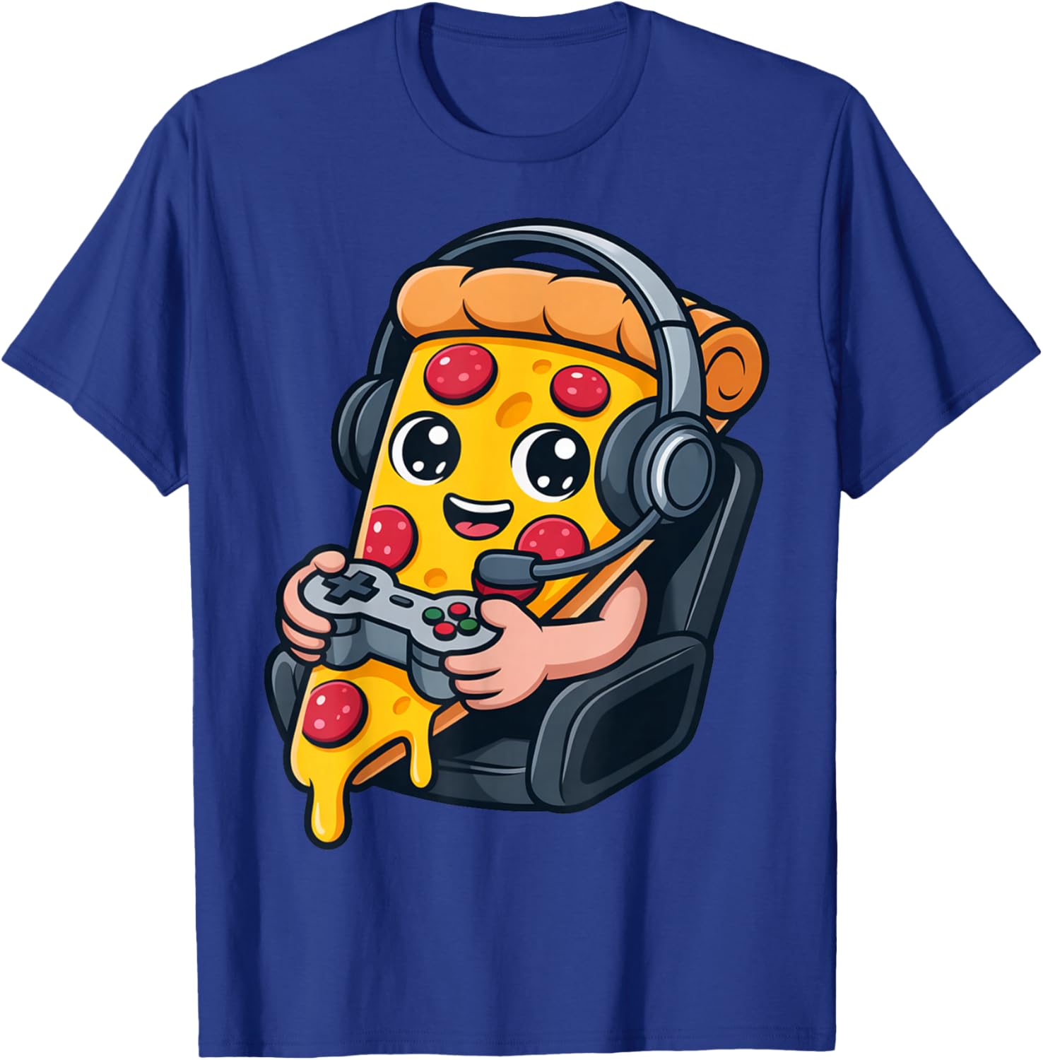 Pizza Gamer Headphone Controller Funny Food T-Shirt - T-Shirt | Royal