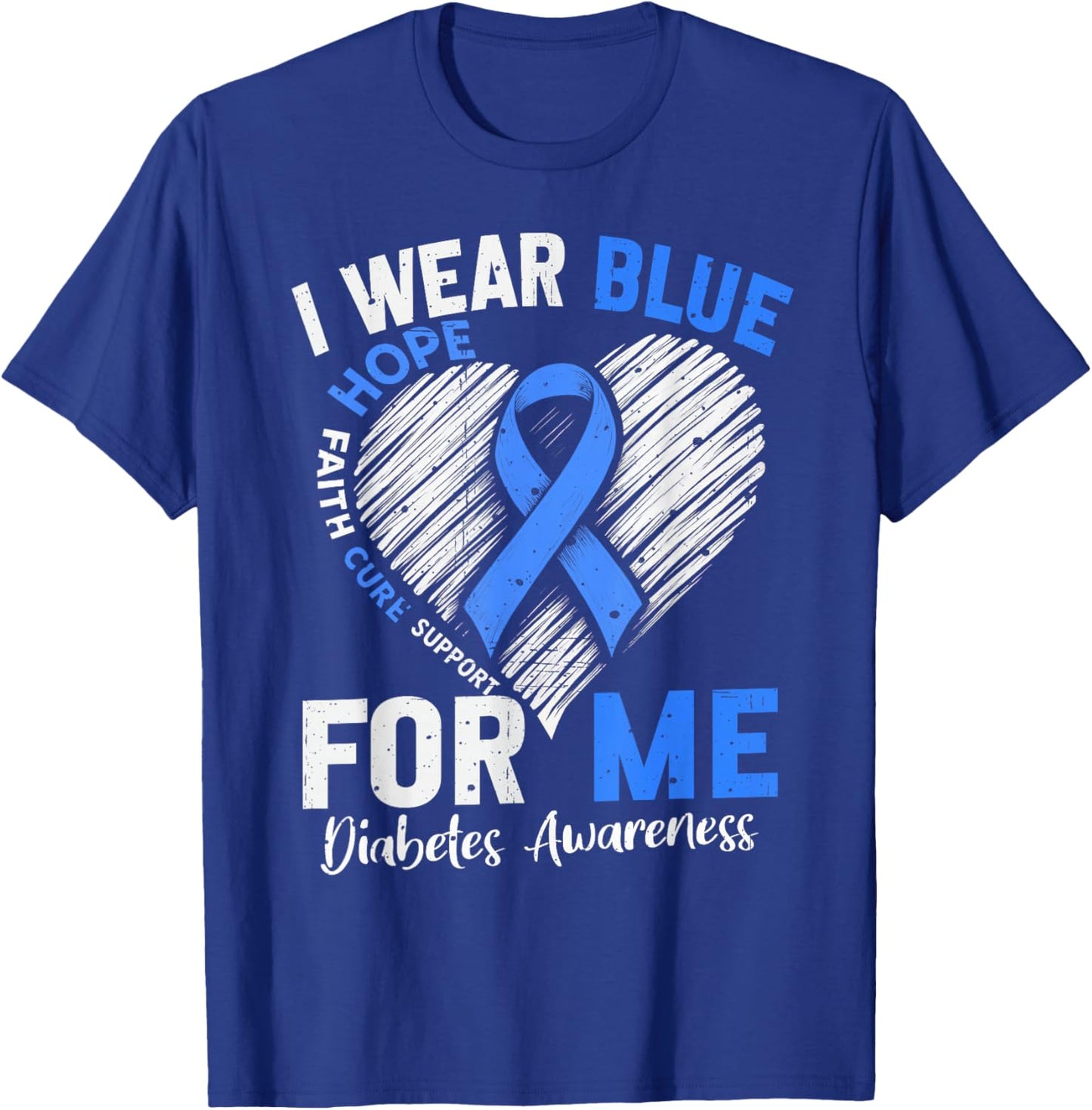I Wear Blue for Me Diabetes Awareness Month 2025 Blue Ribbon T-Shirt - T-Shirt | Royal