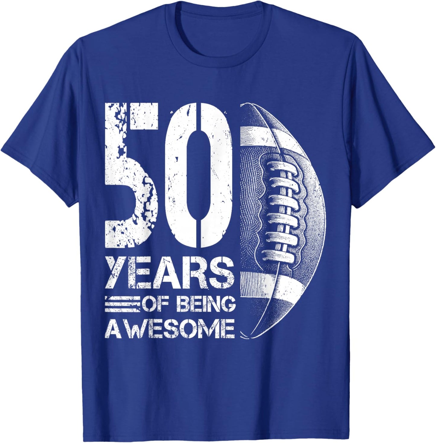 50th Birthday American Football 50 Years Old Man Woman T-Shirt - T-Shirt | Royal