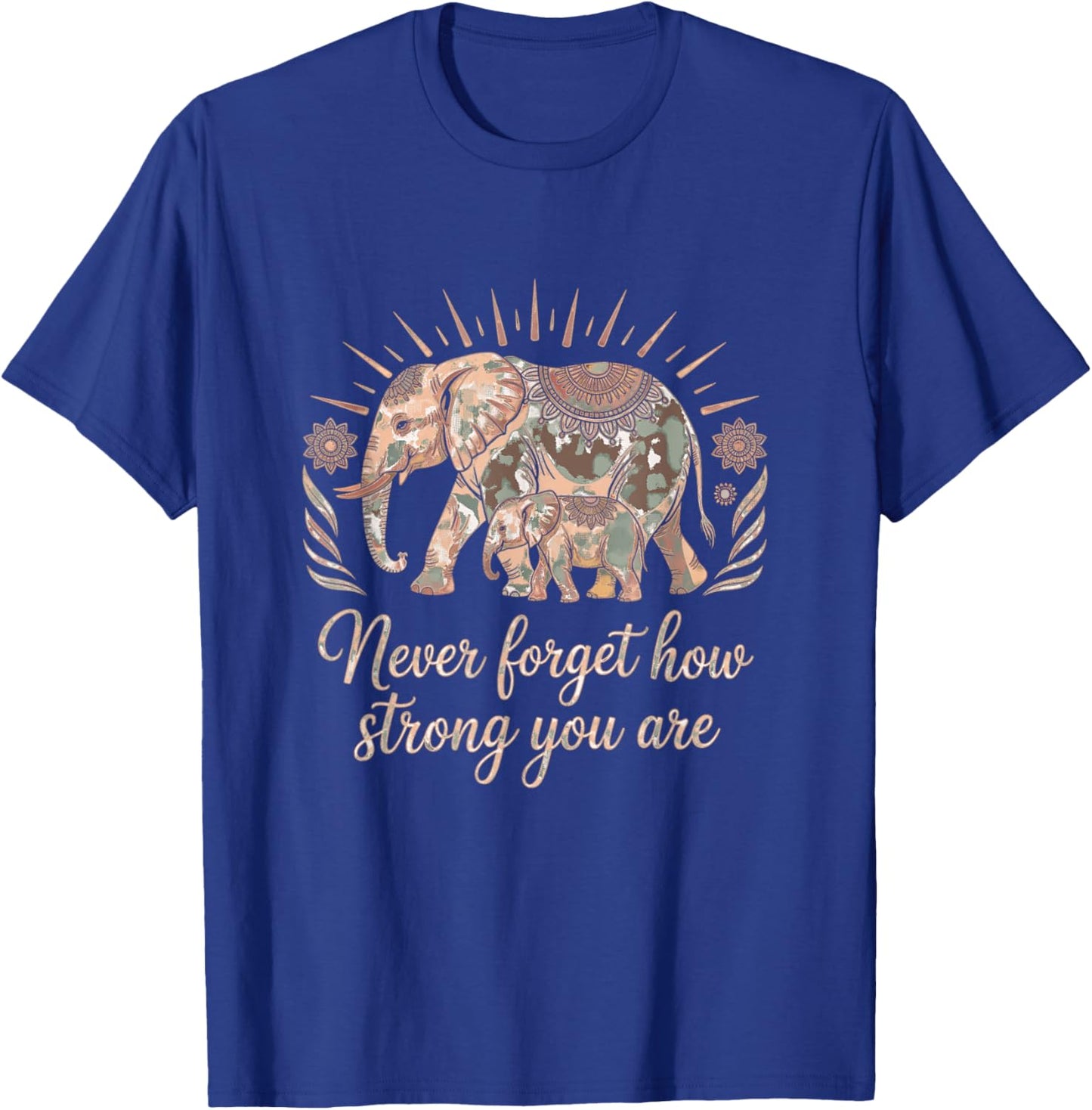 Boho Elephant Strength and Resilience Affirmation T-Shirt - T-Shirt | Royal