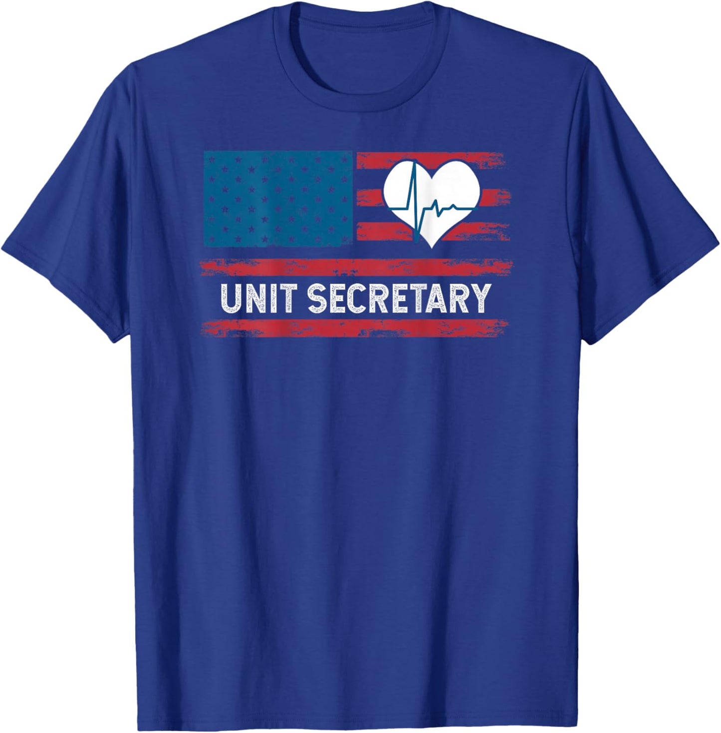Unit Secretary USA Flag Patriotic 4th July Design ON Back T-Shirt - T-Shirt | Royal
