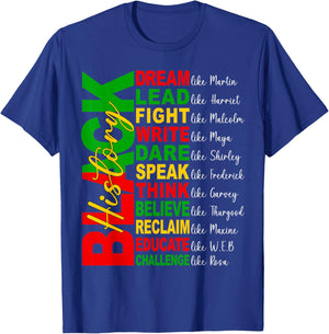 Black History Month Dream Lead Write Dare Men Women Kid T-Shirt - T-Shirt | Royal