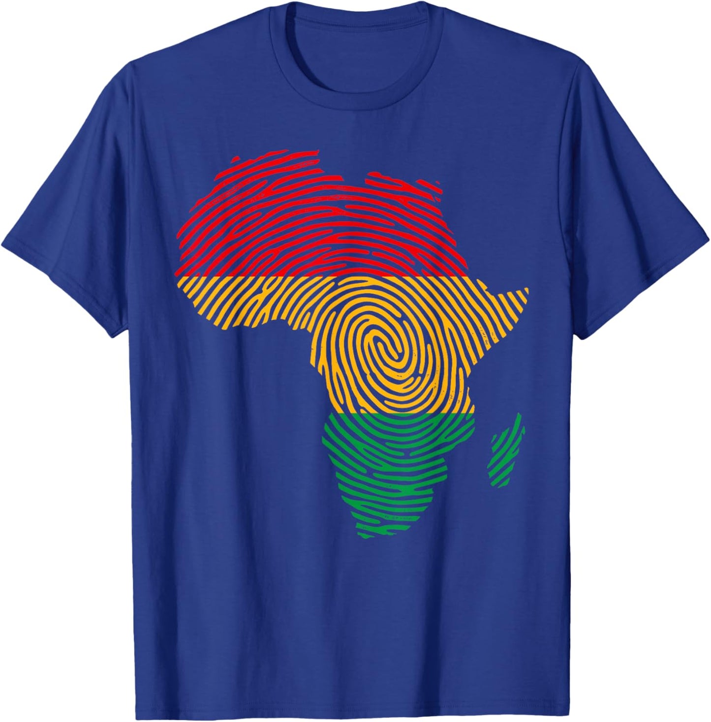 African Heritage Fingerprint Map Roots Pride Graphics T-Shirt - T-Shirt | Royal