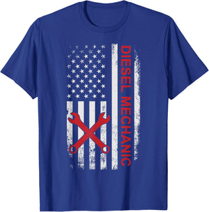 Mechanic Garage American Flag Auto Car Mechanic T-Shirt - T-Shirt | Royal
