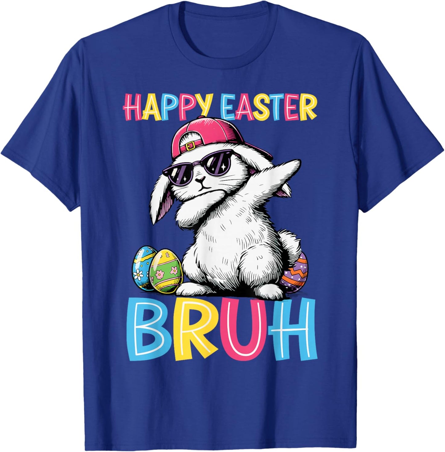 Funny Dabbing Bunny Happy Easter Sunglasses Men Women Kids T-Shirt - T-Shirt | Royal