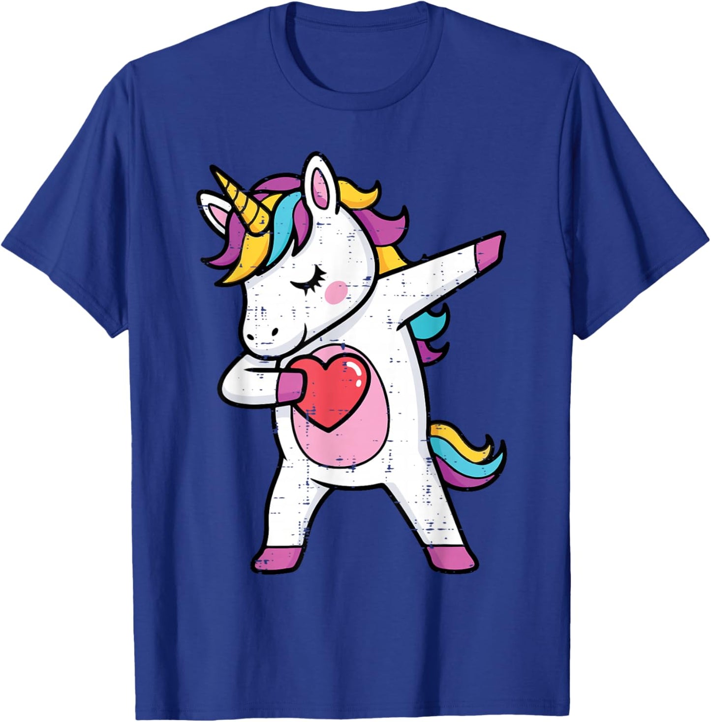 Valentines Day Dabbing Unicorn Heart Girls Kid Toddler Women T-Shirt - T-Shirt | Royal