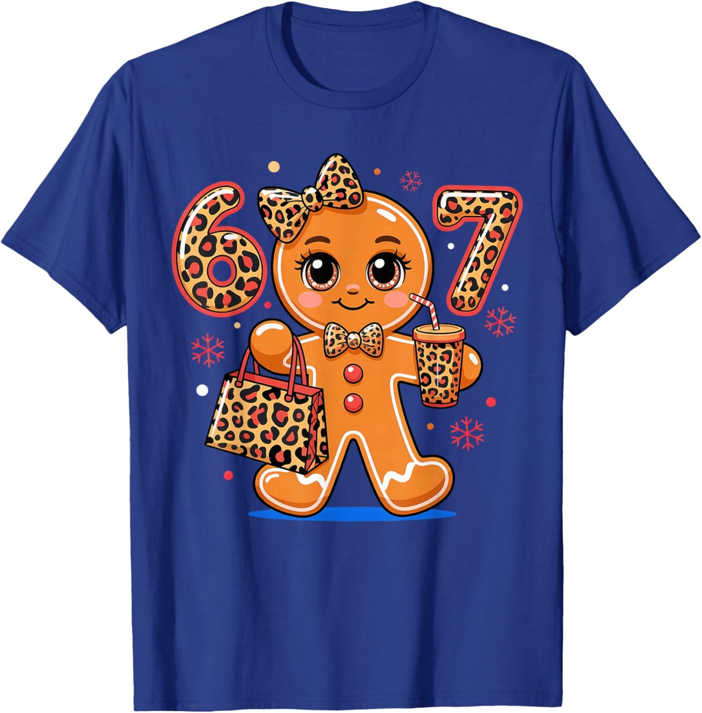 6 7 Christmas Leopard Gingerbread T-Shirt - T-Shirt | Royal
