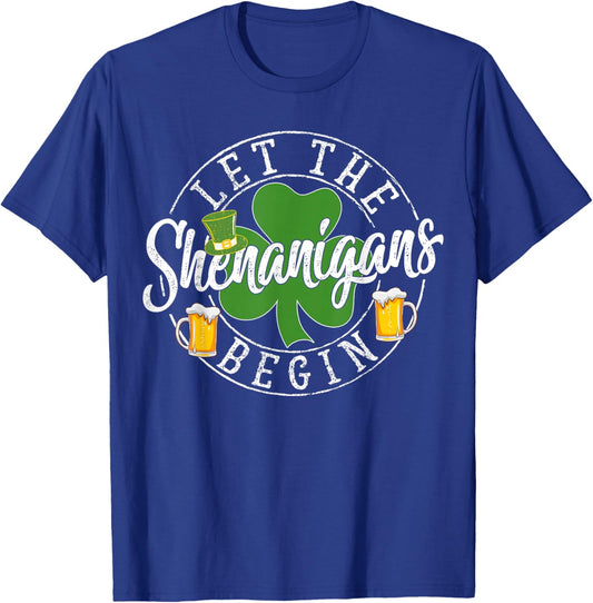 Let The Shenanigans Begin Shamrock St Patrick's Day Party T-Shirt - T-Shirt | Royal