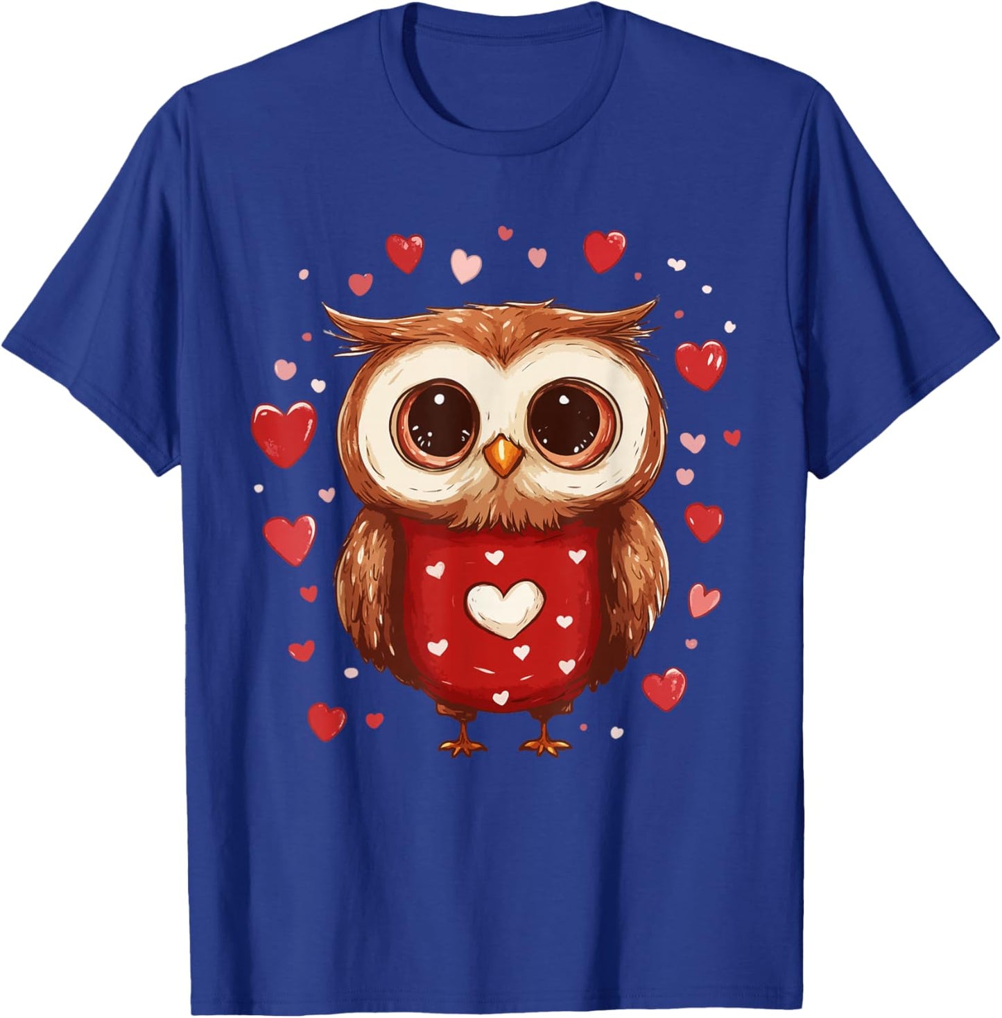 Owl Lover Heart Girls Valentine’s Day Women Owl T-Shirt - T-Shirt | Royal