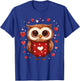 Owl Lover Heart Girls Valentine’s Day Women Owl T-Shirt - T-Shirt | Royal