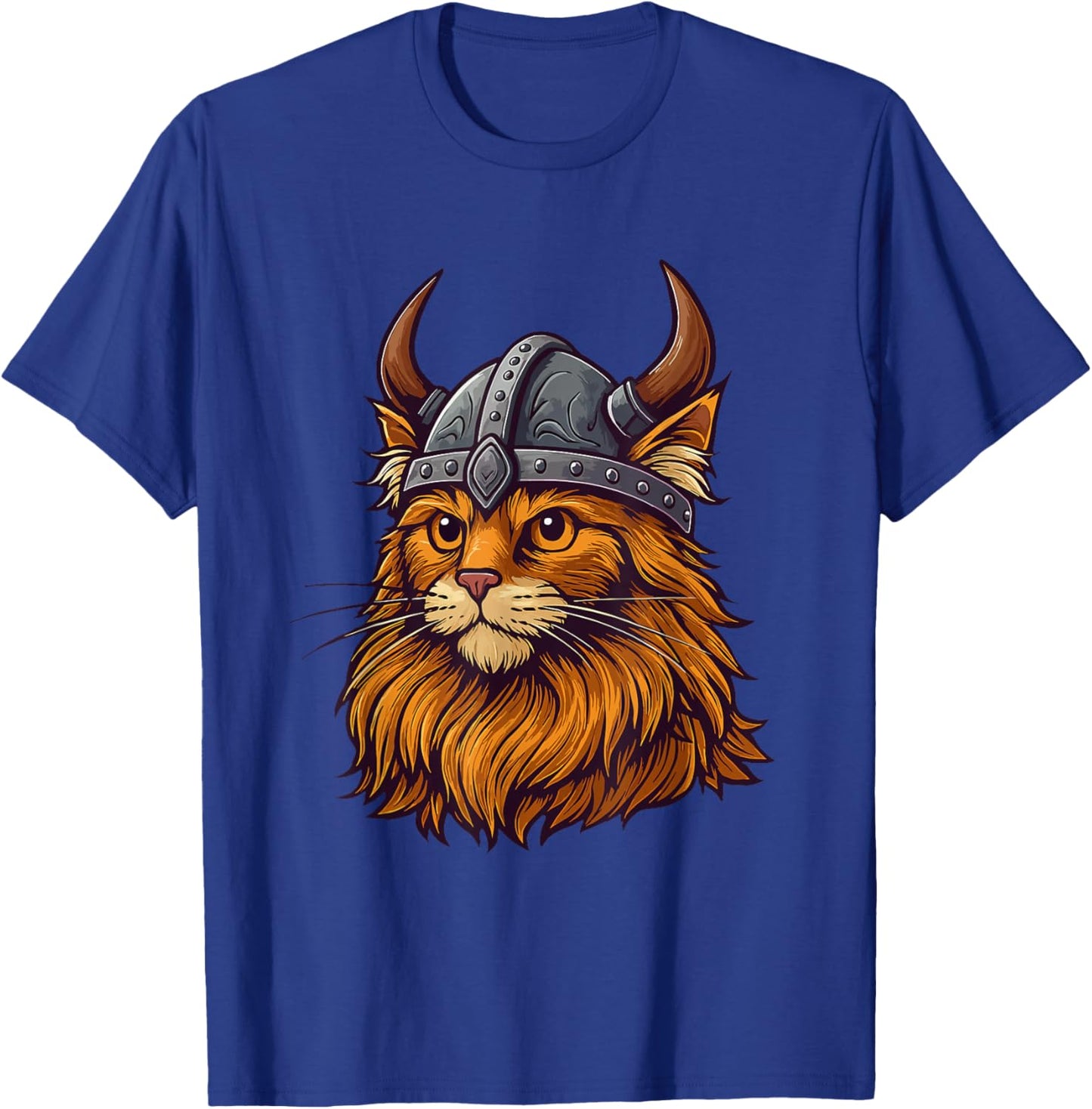 Funny Viking Cat in Helmet Cute Cat Lover T-Shirt - T-Shirt | Royal