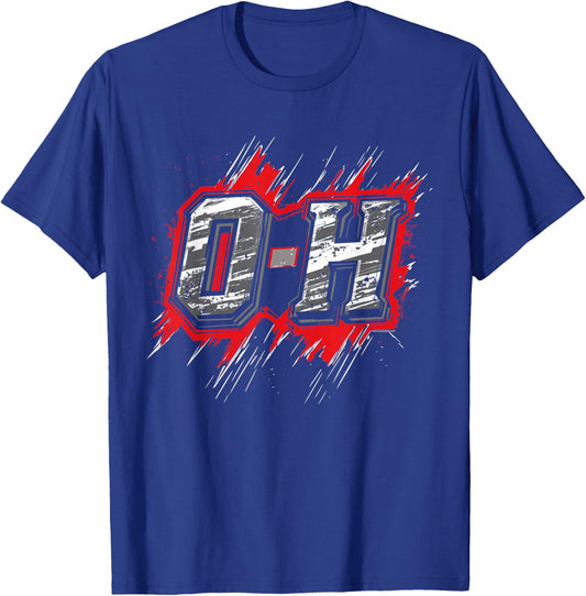 Ohio O-H Letters Dynamic Red Black Buckeye Men Home State T-Shirt - T-Shirt | Royal