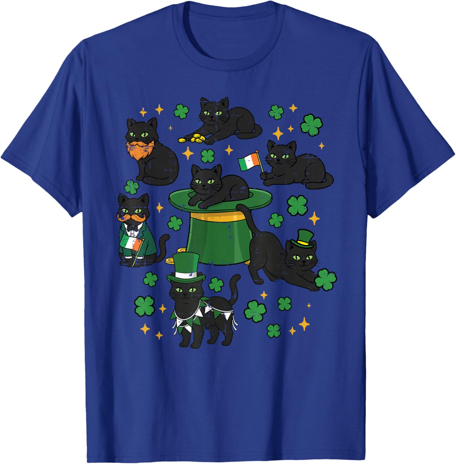 St Patricks Day Black Cats Saint Paddys Kitten Women Men Kid T-Shirt - T-Shirt | Royal