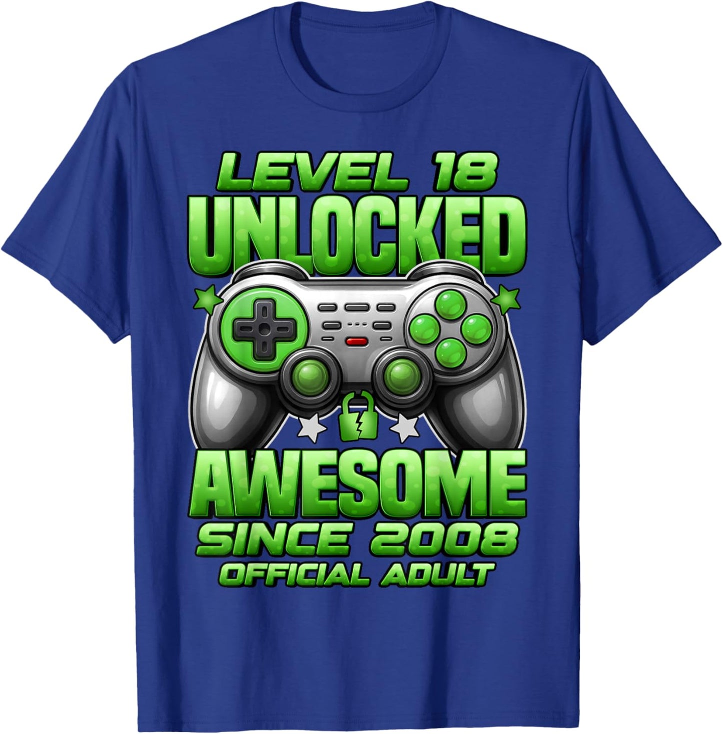 Official Adult Level 18 Unlocked Boys 18th Birthday Boy T-Shirt - T-Shirt | Royal
