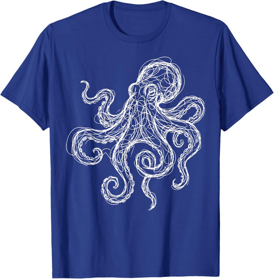 Octopus Line Art T-Shirt - T-Shirt | Royal