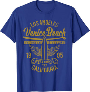 Venice Beach California Retro Vintage Surf Distressed Design T-Shirt - T-Shirt | Royal