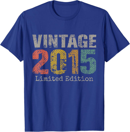 Vintage 2015 Text 11th Birthday Gift Boy Girl 11 Year Old T-Shirt - T-Shirt | Royal