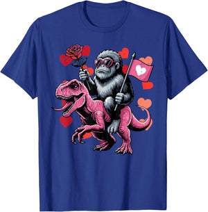 Bigfoot Trex Dino Valentines Day Kids Toddler Boys Youth T-Shirt - T-Shirt | Royal