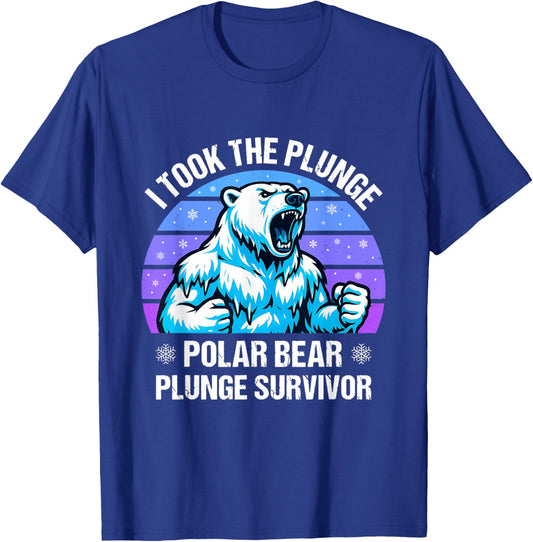 Polar Bear Plunge Survivor Winter Adventurers Ice Bear T-Shirt - T-Shirt | Royal