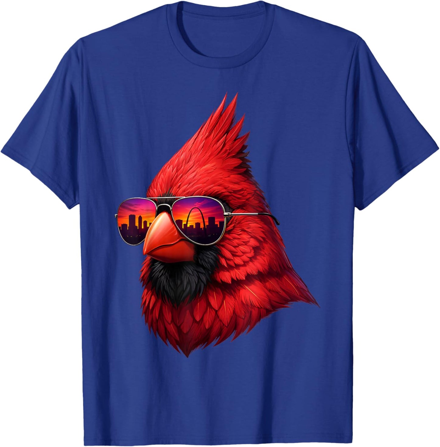 Vintage Northern Cardinal with Sunglasses Retro T-Shirt - T-Shirt | Royal