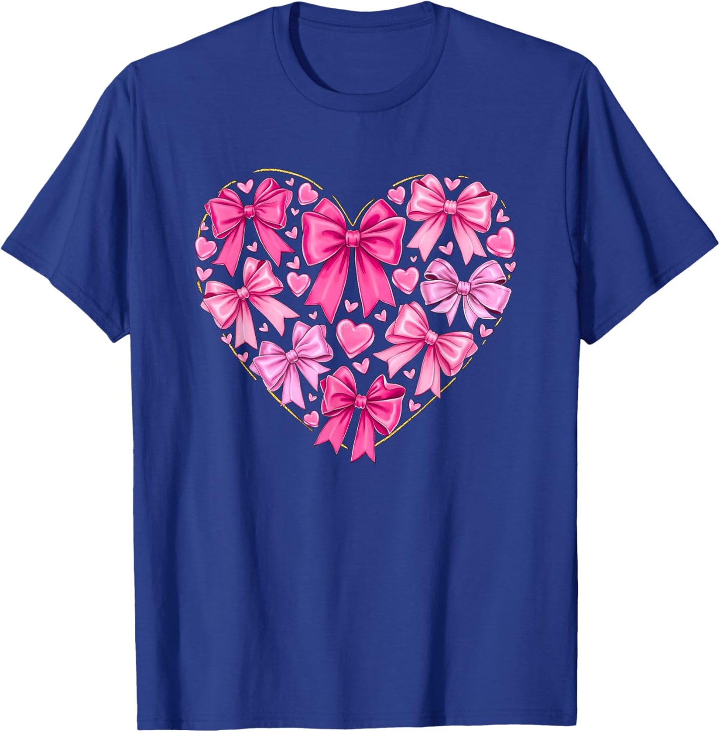 Coquette Bow Valentines Heart Bowknot Ribbon Women Girl Kid T-Shirt - T-Shirt | Royal