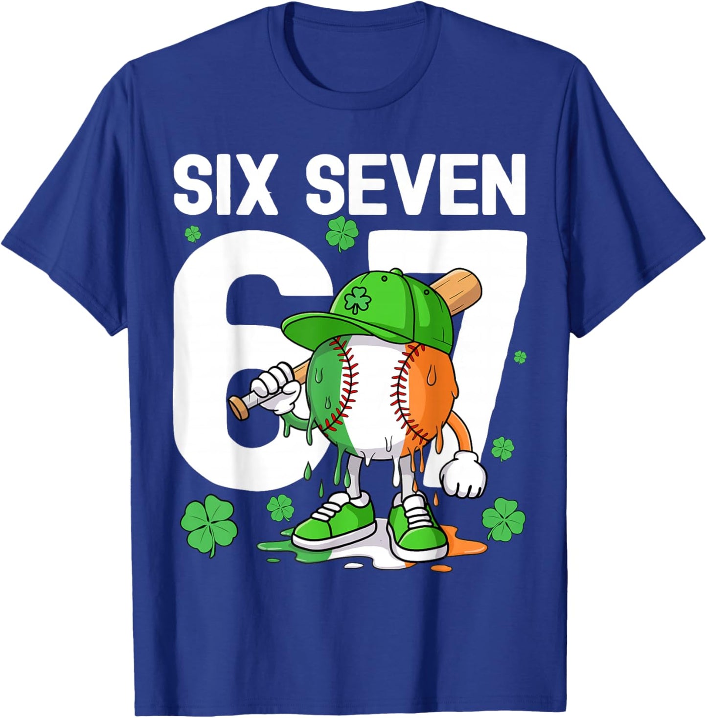 Boys St Patricks Day 67 Six Seven Baseball Ice Cream Drip T-Shirt - T-Shirt | Royal