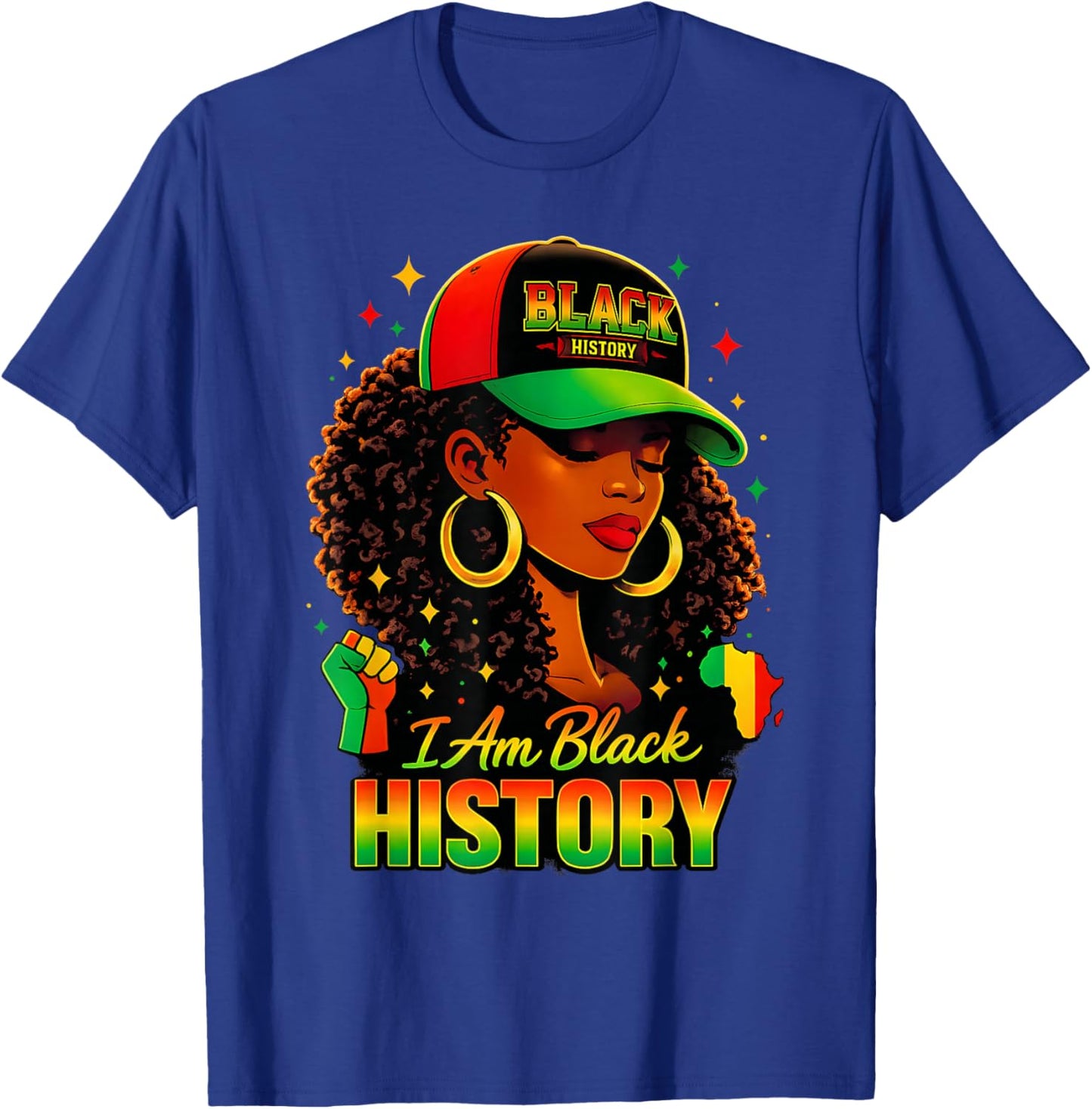I Am Black History Women Girl Black History Month Juneteenth T-Shirt - T-Shirt | Royal