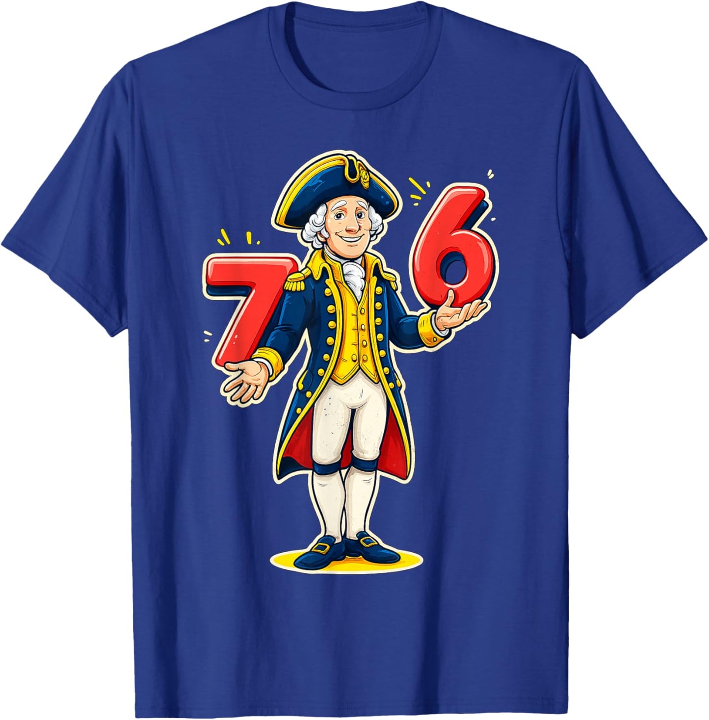 Funny George Washington 76 Meme Six Seven Patriotic T-Shirt - T-Shirt | Royal