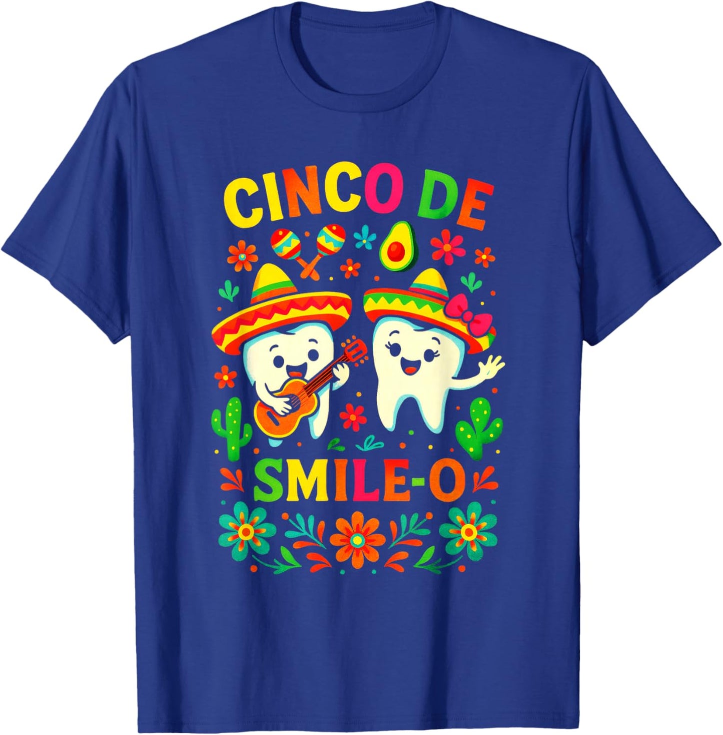 Cinco DE Smile-O - Fiesta Funny Mexican Teeth T-Shirt - T-Shirt | Royal