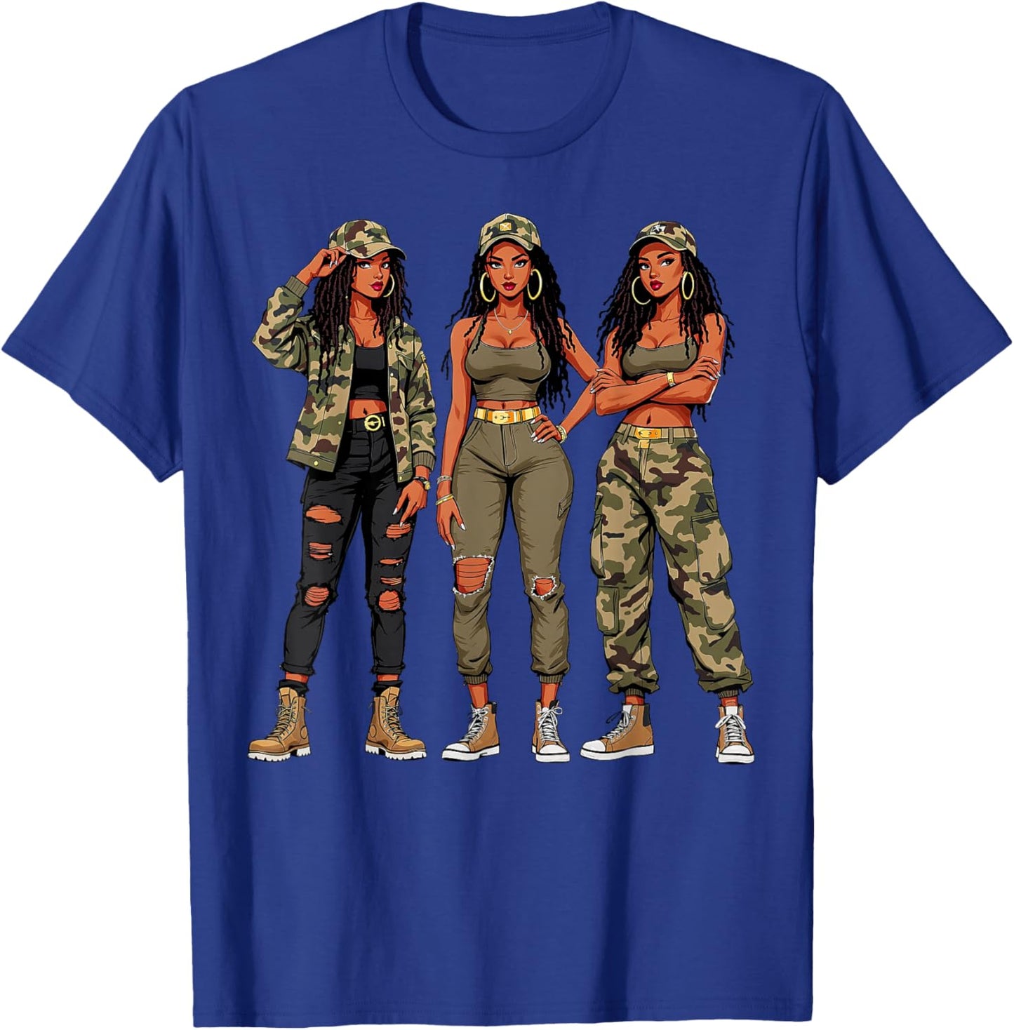 Black Woman Locs Camo Melanin Black History Month Junteenth T-Shirt - T-Shirt | Royal