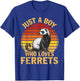 Retro Just A Boy Who Loves Ferrets Ferret Lover T-Shirt - T-Shirt | Royal